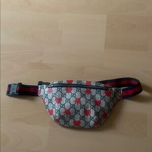 Gucci GG Monogram Belt Bag with red Hearts